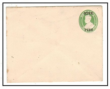 INDIA - 1921 NINE PIES on 1/2a yellow green PSE unused.  