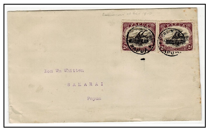 PAPUA - 1910 4d rate local cover used at PORT MORESBY.