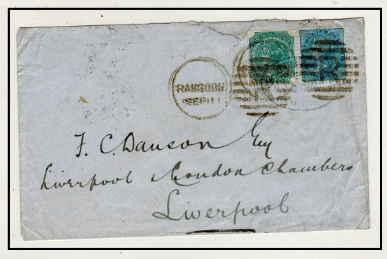 BURMA - 1883 4 1/2a rate cover to UK used at RANGOON.