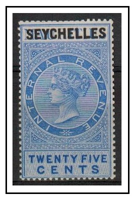 SEYCHELLES - 1898 25c blue INTERNAL REVENUE adhesive fine mint.  
