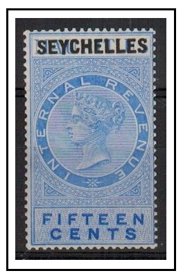 SEYCHELLES - 1898 15c blue INTERNAL REVENUE adhesive fine mint.  
