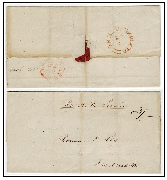 CANADA - 1845 stampless OHMS wrapper used at RICHIBUCTON/N.B.