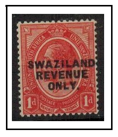 SWAZILAND - 1913 1d red mint adhesive of South Africa overprinted SWAZILAND/REVENUE/ONLY.