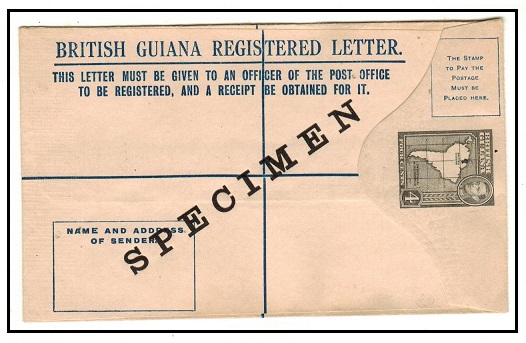 BRITISH GUIANA - 1939 4c grey-black RPSE unused with SPECIMEN applied diagonally.  H&G 11.