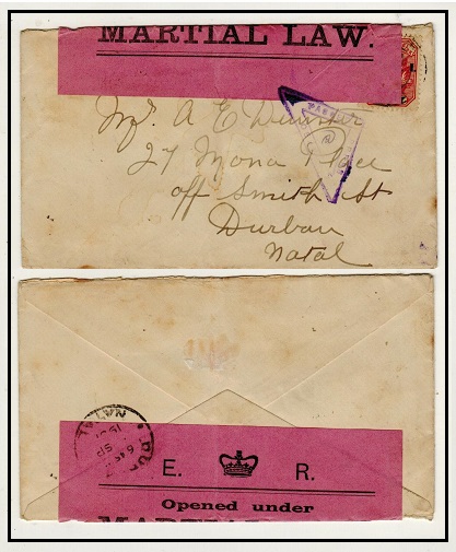 TRANSVAAL - 1901 1d rate PASSED PRESS CENSOR Boer War cover to Natal used at VOLKSRUST.