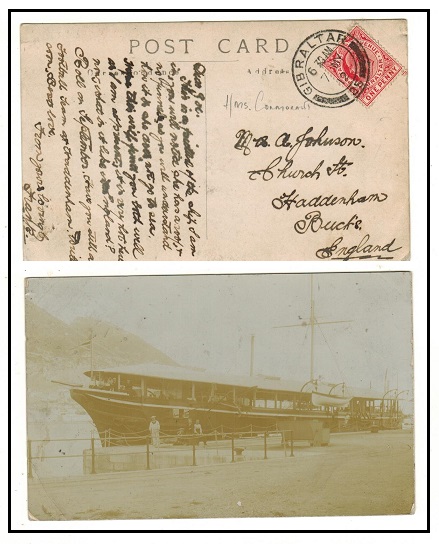 GIBRALTAR - 1912 1d rate postcard use to UK depicting 