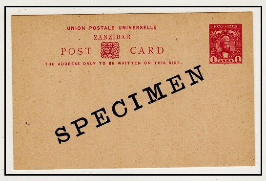 ZANZIBAR - 1897 1a carmine PSC unused handstamped SPECIMEN.  H&G 6.