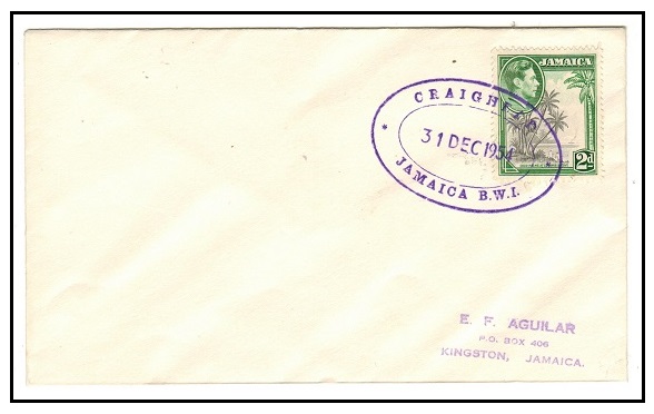 JAMAICA - 1954 2d rate local cover used at CRAIGHEAD/JAMAICA 