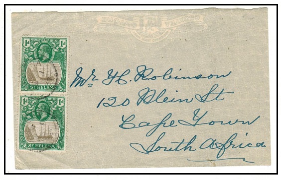 ST.HELENA - 1937 2d rate cover (ex flap) to South Africa.