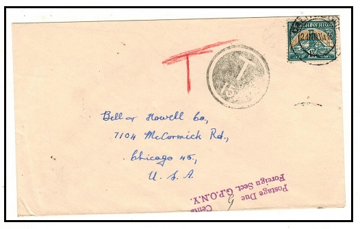 SOUTH AFRICA - 1946 underpaid cover to USA with scarce intaglio 