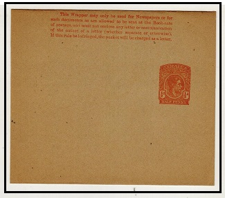JAMAICA - 1938 1/2d orange postal stationery wrapper unused.  H&G 7.
