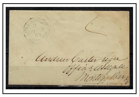 JAMAICA - 1864 stampless local cover used at SPANISH TOWN.