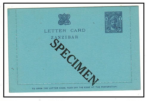 ZANZIBAR - 1926 6c grey-violet letter card unused diagonally handstamped SPECIMEN.  H&G 5.
