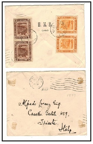 BRUNEI - 1929 12c rate cover to Italy (scarce) used at BRUNEI.