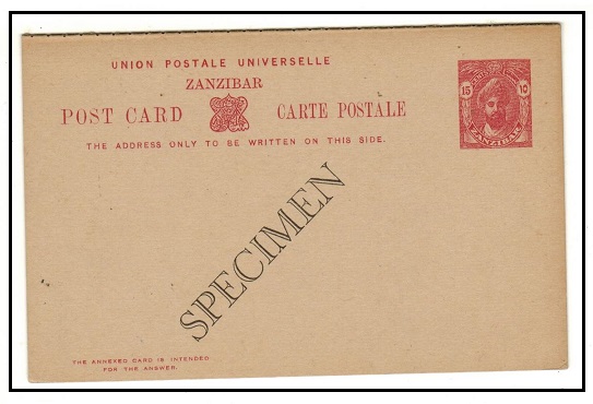 ZANZIBAR - 1936 15c+15c carmine PSRC unused handstamped SPECIMEN diagonally.  H&G 36.