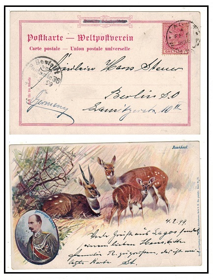 LAGOS - 1899 1d rate postcard use to Germany.