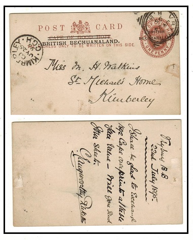 BECHUANALAND - 1890 1d PSC to Kimberley used at VRYBURG/B.B. H&G 5.