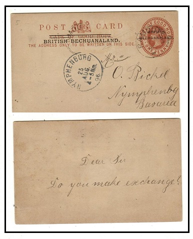 BECHAUANALAND - 1890 1d brown PSC to Germany used at RAMOUTSA.  H&G 5.