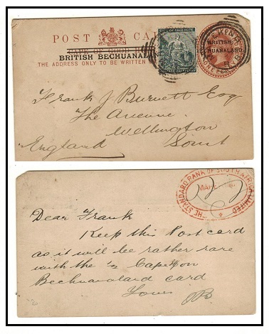 BECHUANALAND - 1890 1d brown PSC uprated to UK used at MAFEKING/B.B.  H&G 5.