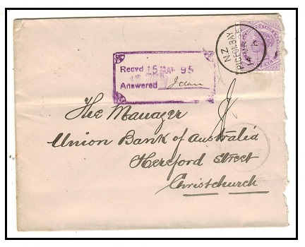 NEW ZEALAND - 1895 2d rate local cover used at PIGEON BAY.