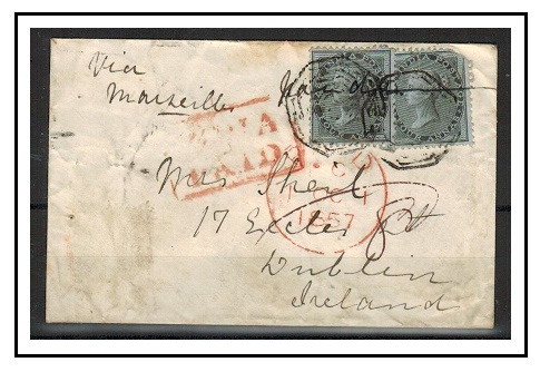 INDIA 1857 8a rate cover to Ireland with INDIA/PAID h/s in red.