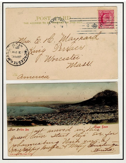 CAPE OF GOOD HOPE - 1904 1d postcard to USA with 