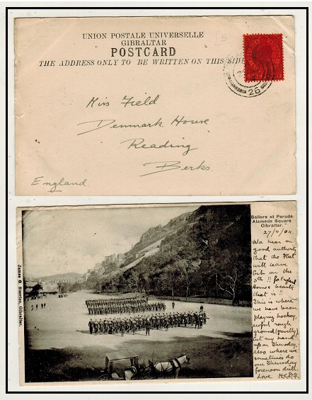 GIBRALTAR - 1904 1d rate postcard use depicting 
