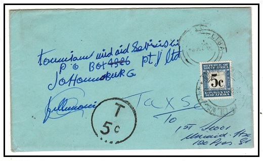 SOUTH AFRICA - 1962 stampless cover from LIBA with 5c 