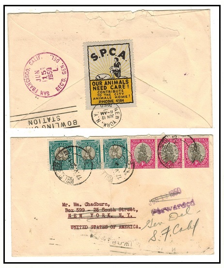 SOUTH AFRICA - 1950 cover to USA with 