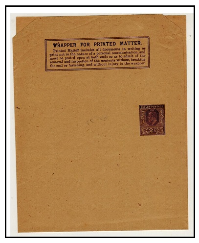 CEYLON - 1903 2c violet postal stationery wrapper unused.  H&G 5.