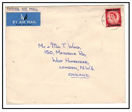 BAHRAIN - 1956 2 1/2a rate forces cover to UK used at FPO 941.