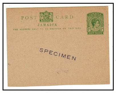 JAMAICA - 1936 1/2d green PSC unused and with SPECIMEN applied diagonally.  H&G 29.