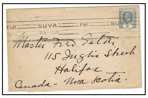 FIJI - 1932 2s rate cover to Canada used at SUVA.