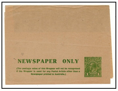 AUSTRALIA - 1927 1d green postal stationery wrapper unused.  H&G 12a.