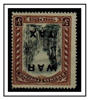 BAHAMAS - 1919 3d black and brown fine mint with INVERTED WATERMARK.  SG 105w.