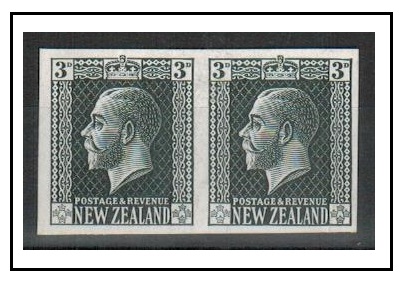 NEW ZEALAND - 1915 3d IMPERFORATE PLATE PROOF pair in black.