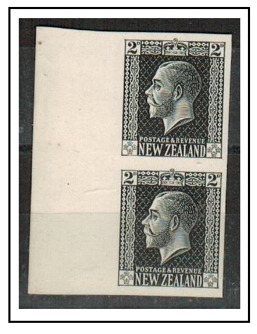 NEW ZEALAND - 1915 2d IMPERFORATE PLATE PROOF pair in black.