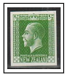 NEW ZEALAND - 1915 1/2d IMPERFORATE PLATE PROOF in green.