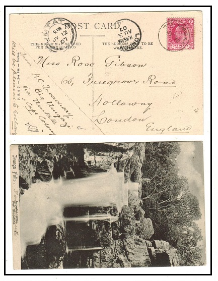 CAPE OF GOOD HOPE - 1907 1d rate postcard use to UK used at BIG UMNGAZI.