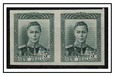 NEW ZEALAND - 1947 5d IMPERFORATE PLATE PROOF pair in grey.