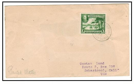 BRITISH GUIANA - 1935 1c rate cover to UK used at MAZARUNI.