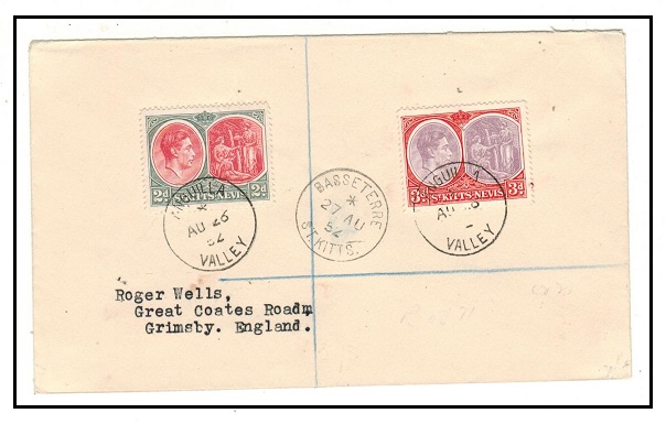 ANGUILLA - 1952 5d rate registered cover to UK used at ANGUILLA VALLEY.