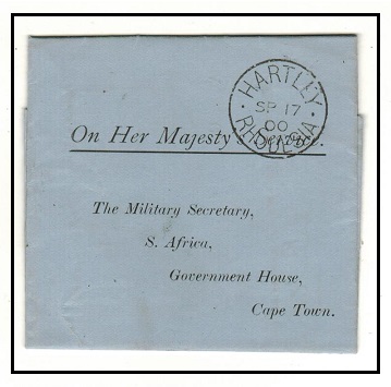 RHODESIA - 1900 use of OHMS folded letter to Cape Town used at HARTLEY.
