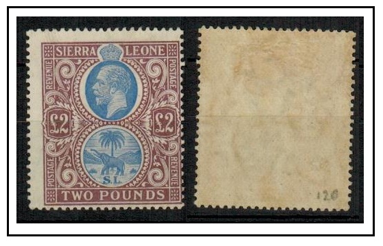 SIERRA LEONE - 1912 £2 blue and dull purple fine mint.  SG 129.