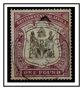 NYASALAND - 1897 £1 black and dull purple used. SG 51.