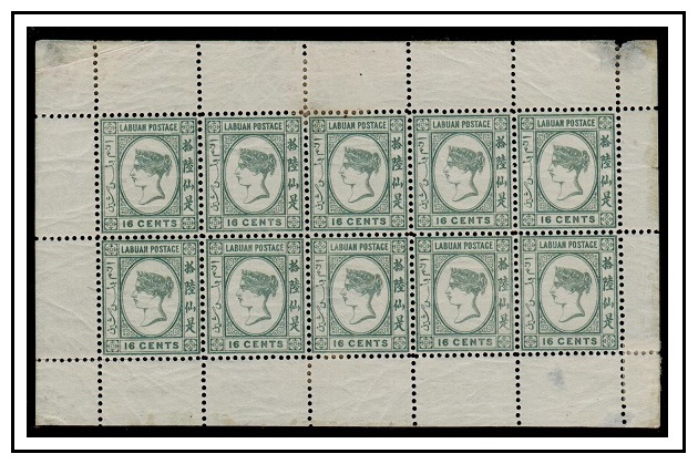 LABUAN - 1892 16c grey sheetlet of ten mint.  SG 46.