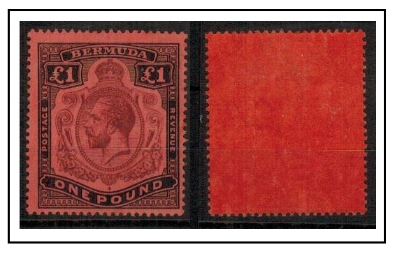 BERMUDA - 1918 £1 purple and black on red fine mint.  SG 55.