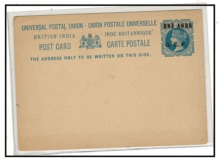 INDIA (CE.F.) - 1900 1 1/2a blue Indian PSC (H&G 2) overprinted C.E.F. unused.  