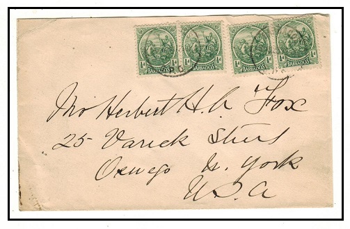 BARBADOS - 1933 2d rate cover to USA.