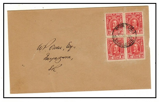 SOUTHERN RHODESIA - 1937 1d (x4) on cover used at INYAZURA.